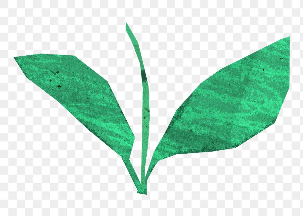 Leaf branch png, paper craft element, transparent background