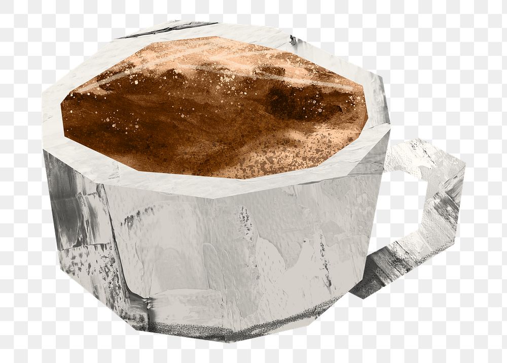 Hot coffee png, paper craft element, transparent background