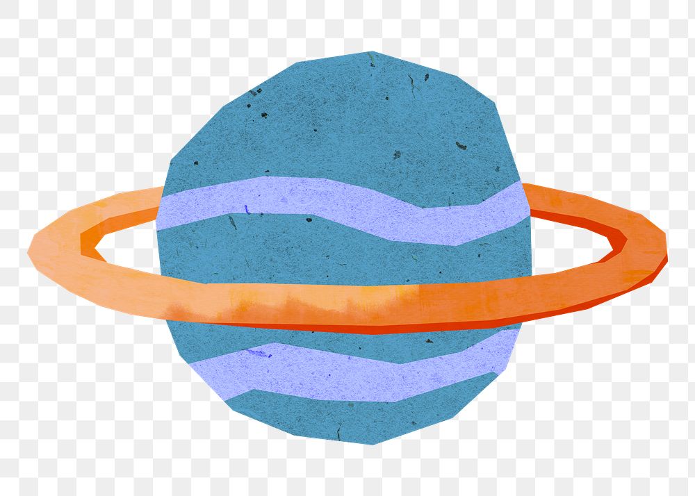 Planet Saturn png, galaxy paper craft element, transparent background