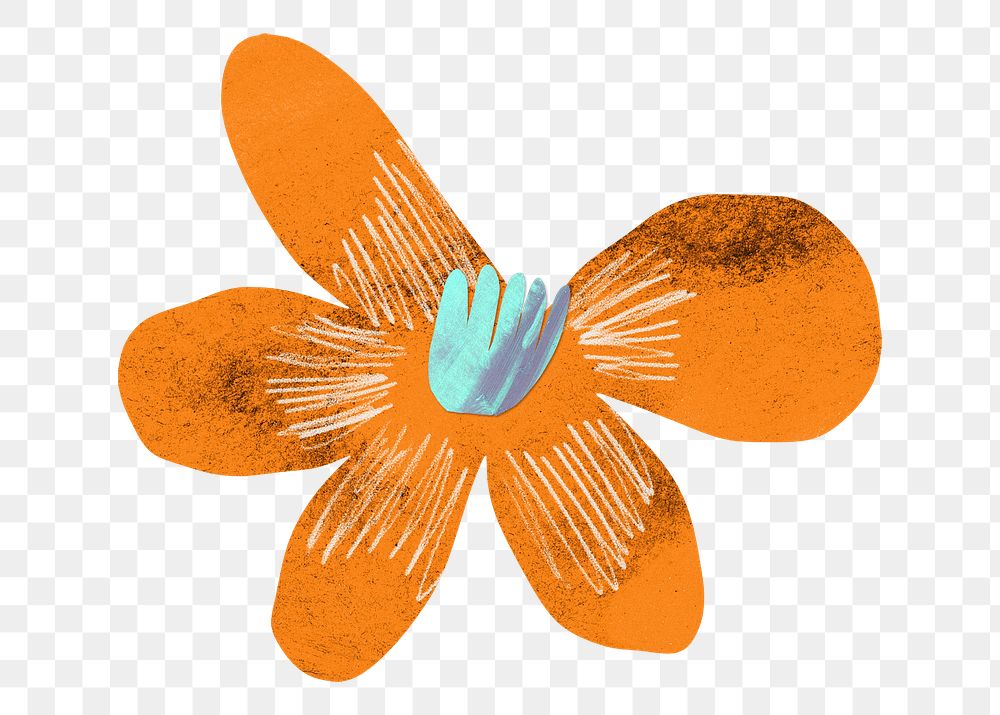 Orange  flower png, paper craft element, transparent background
