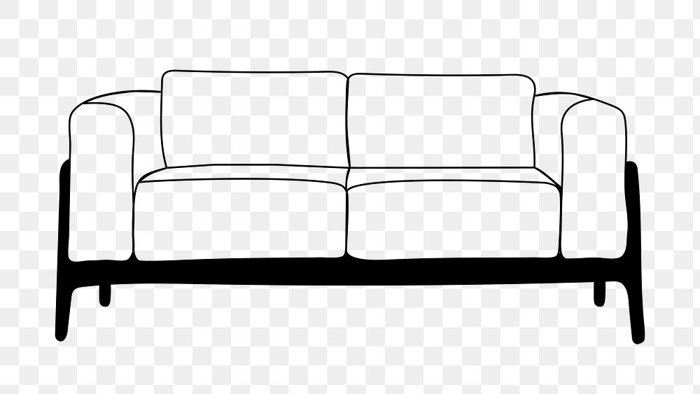 Sofa couch png, aesthetic illustration, transparent background