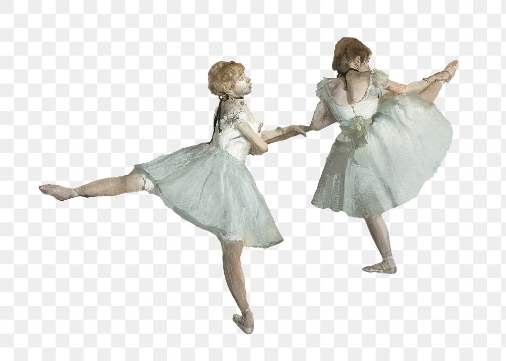 PNG Dancing ballerinas, vintage illustration, transparent background