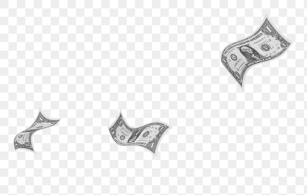 PNG Floating dollar bills, money graphic, transparent background