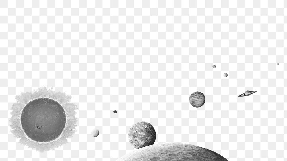 PNG Floating planets border, galaxy graphic, transparent background