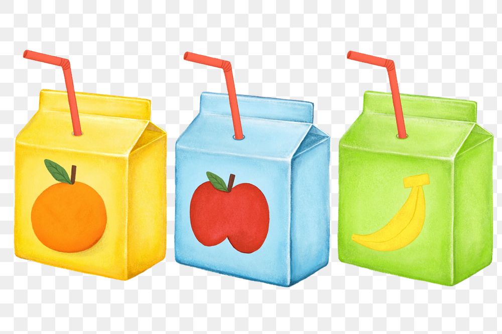 PNG Juice boxes, healthy drinks illustration, transparent background