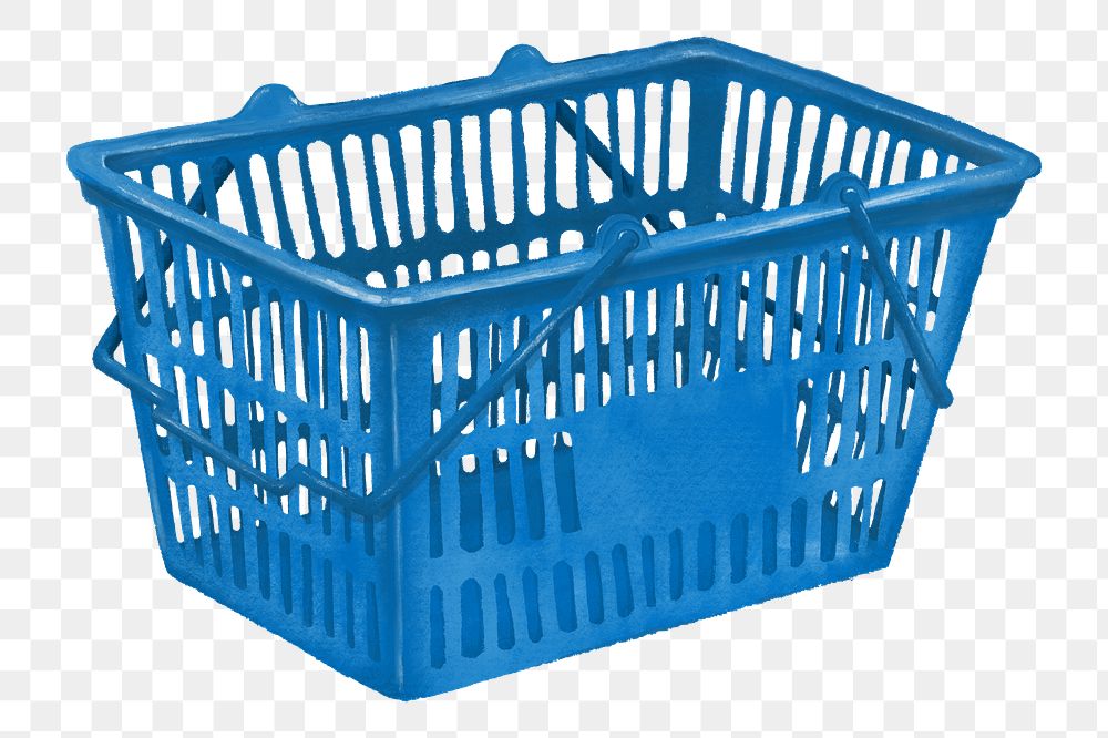 PNG Blue shopping basket, illustration, transparent background