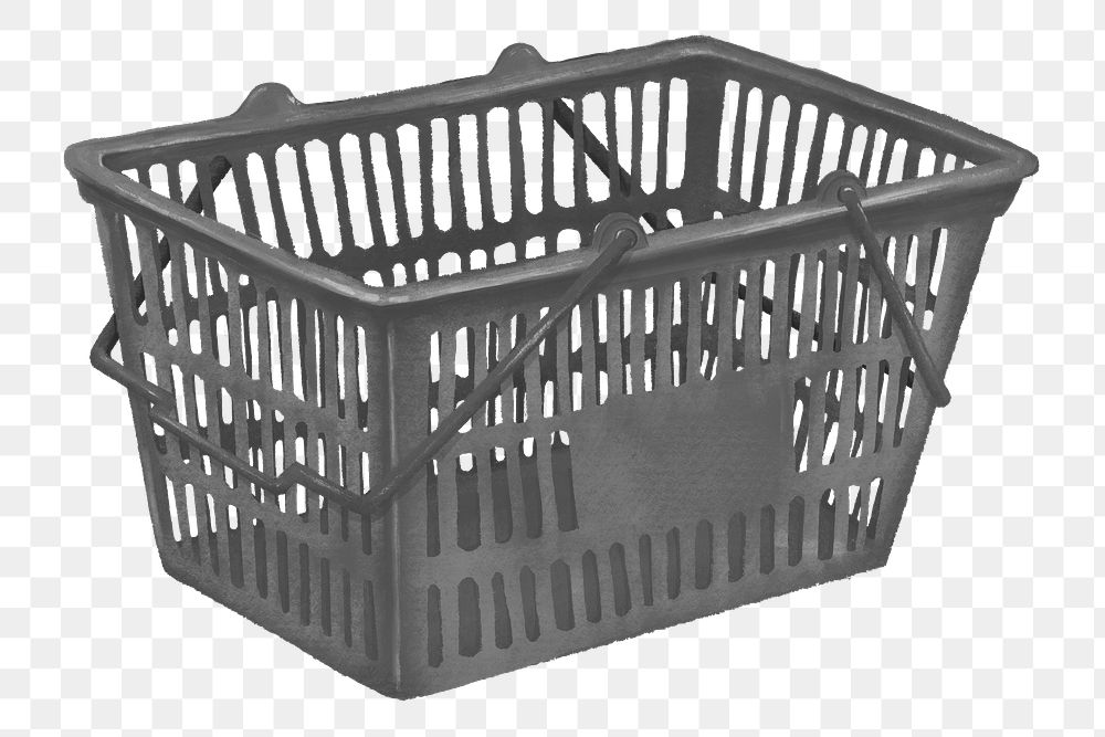 PNG Gray shopping basket, illustration, transparent background