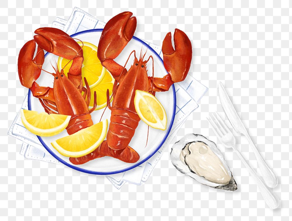 PNG Lobster, crawfish, seafood illustration, transparent background