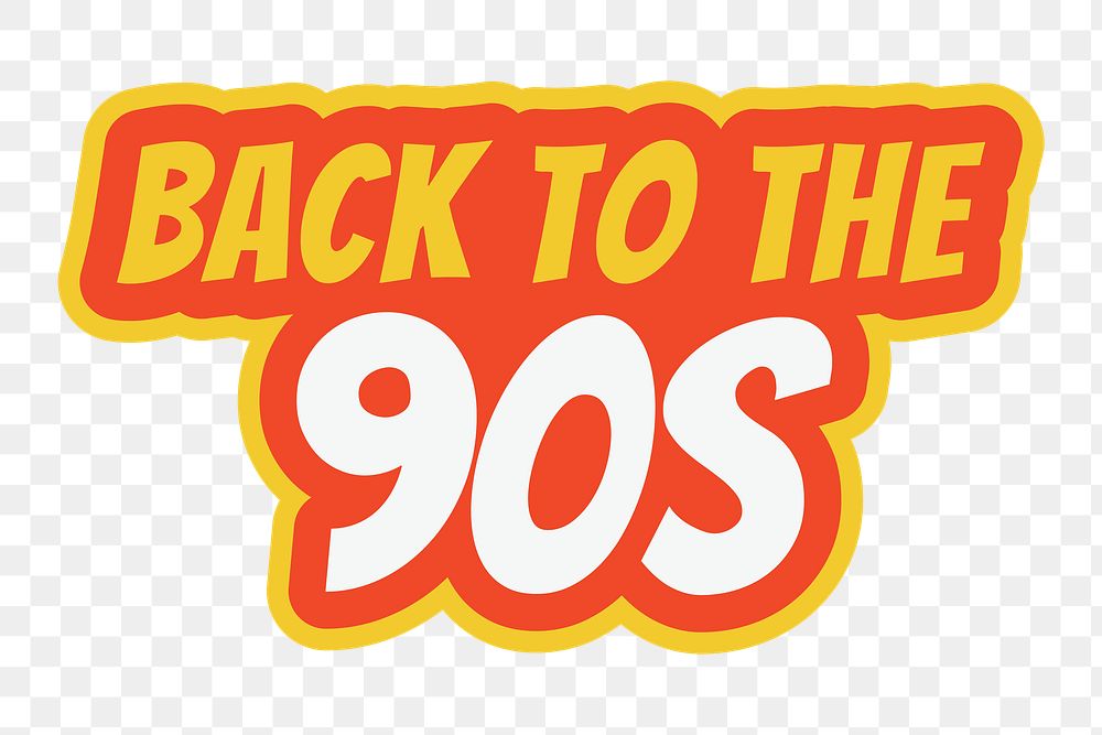 Back to the 90s png typography, transparent background