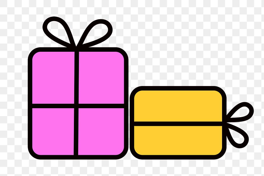 Gift box png, line art illustration, transparent background