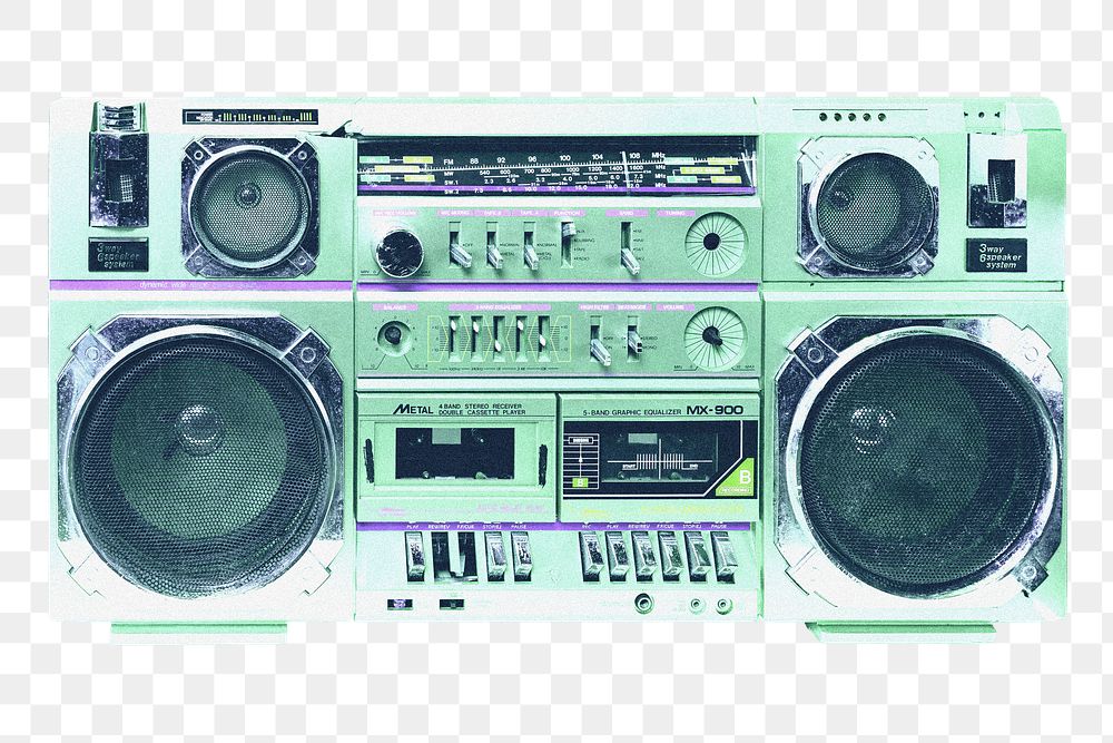 Green boombox png, transparent background