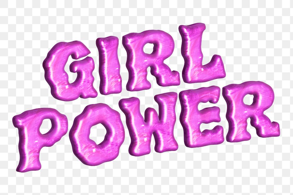 Girl power png typography, transparent background