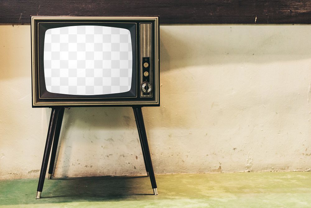 PNG vintage TV screen mockup, transparent design