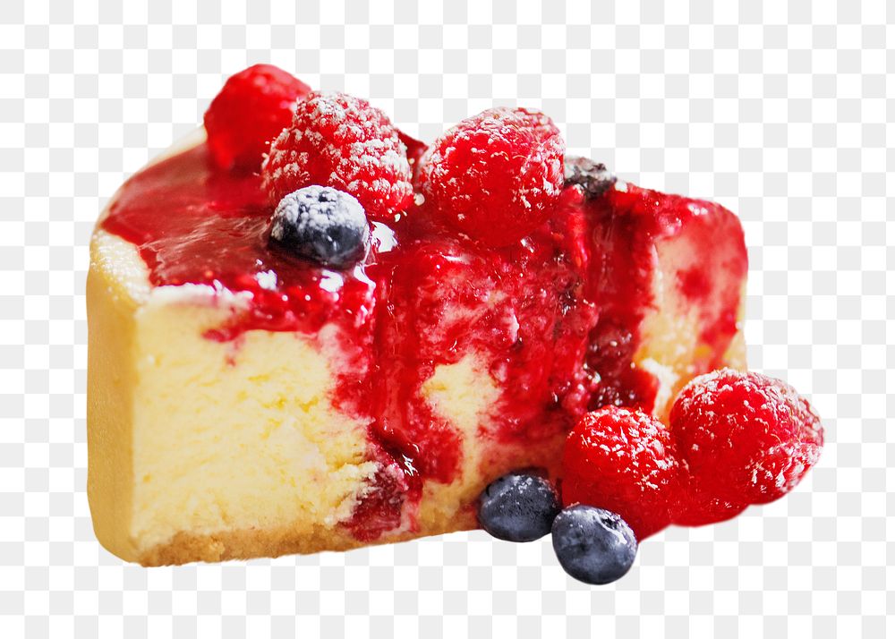 Png fresh berry cheesecake, transparent background