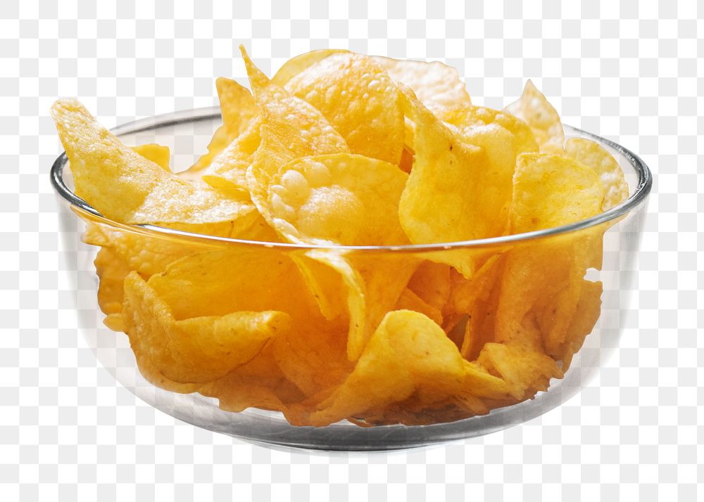 Chips bowl png, food element, transparent background