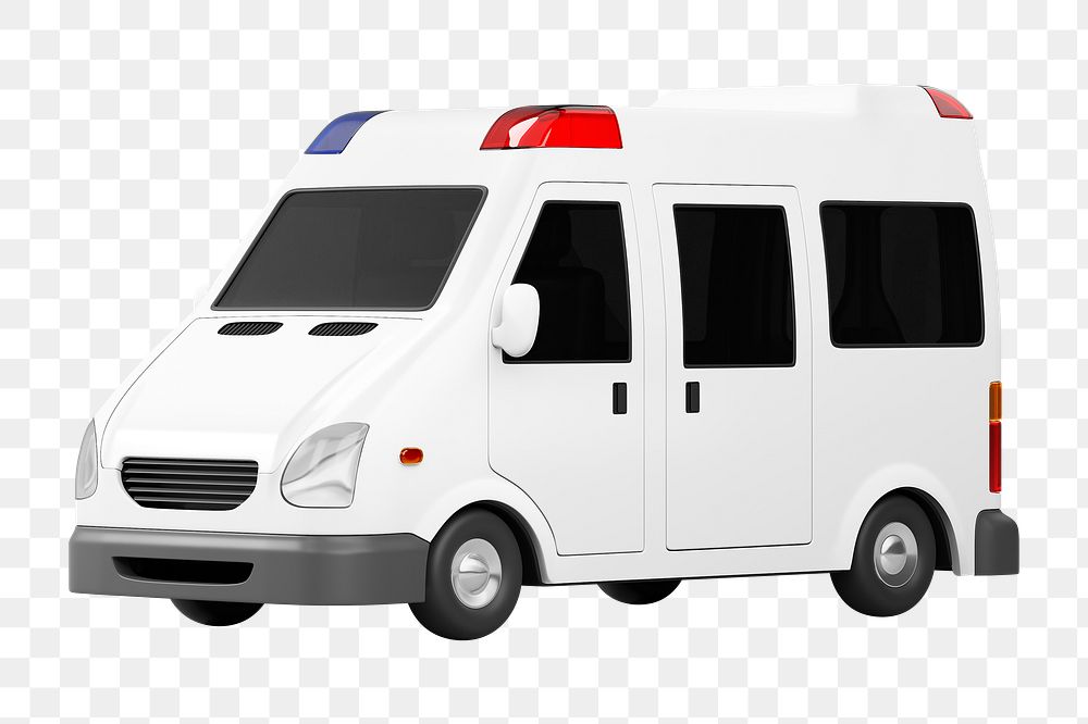 PNG 3D ambulance truck, element illustration, transparent background