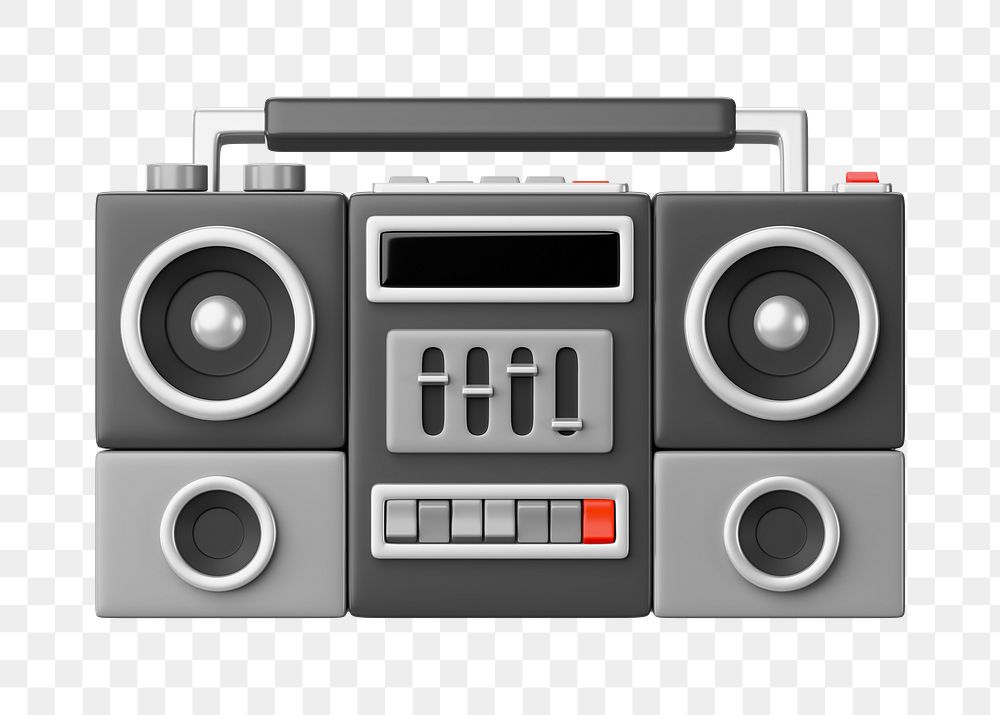 PNG 3D retro boombox, element illustration, transparent background