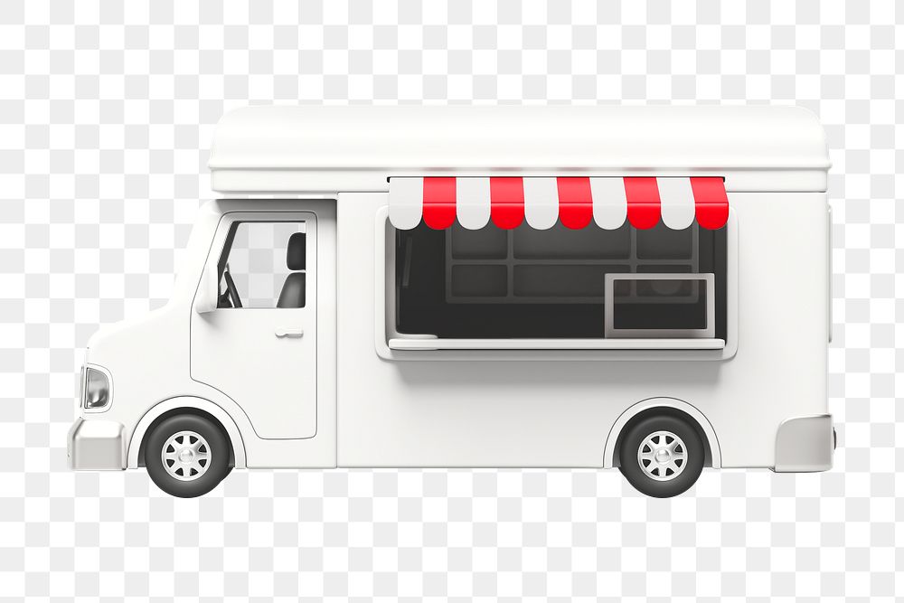 PNG 3D food truck, element illustration, transparent background