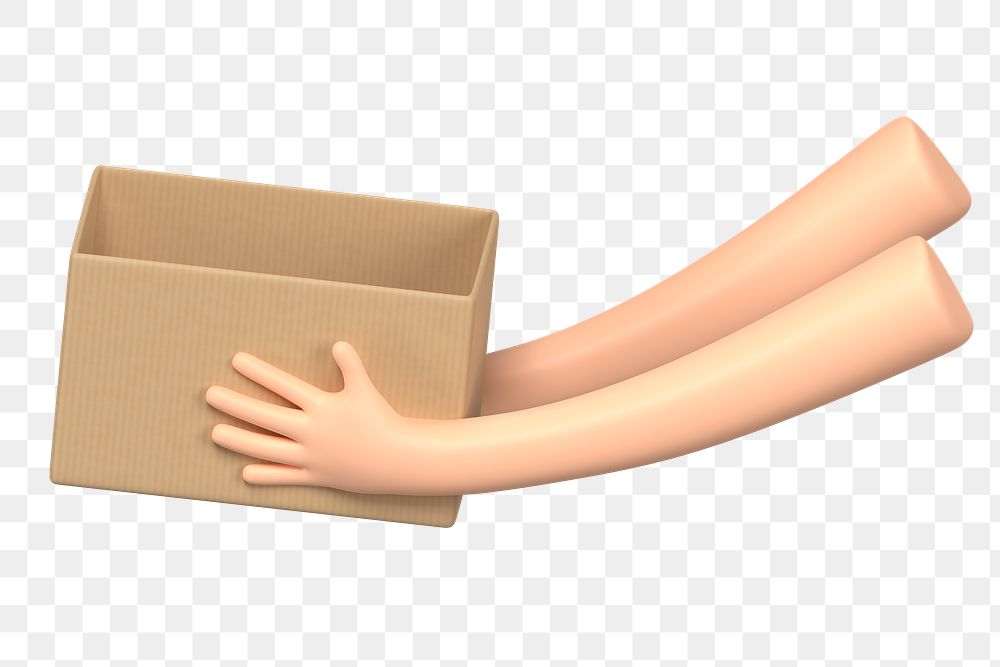 PNG 3D hands holding box, element illustration, transparent background