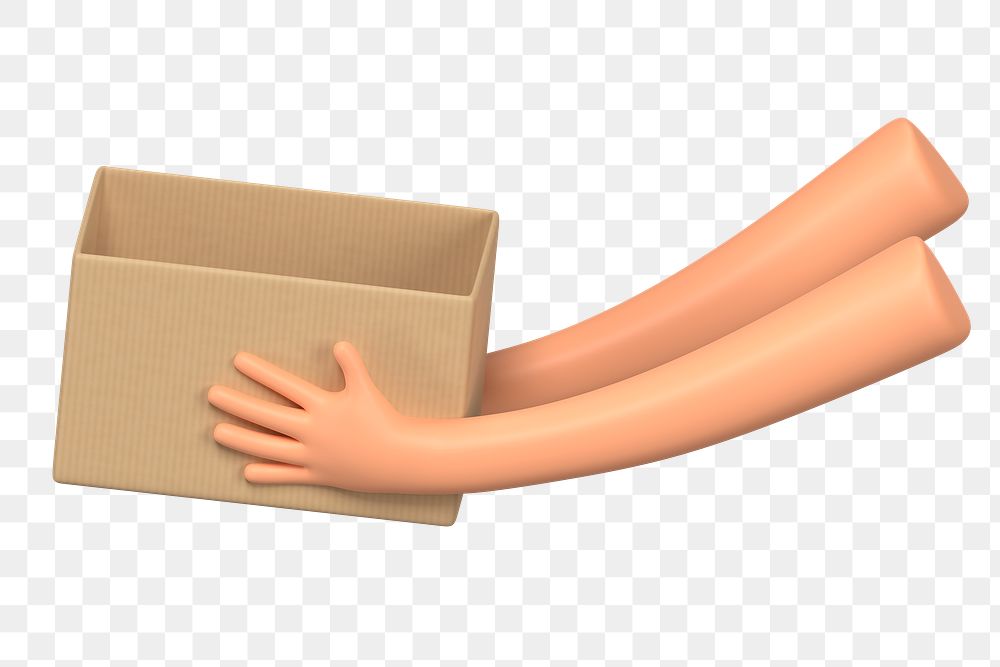 PNG 3D hands holding box, element illustration, transparent background