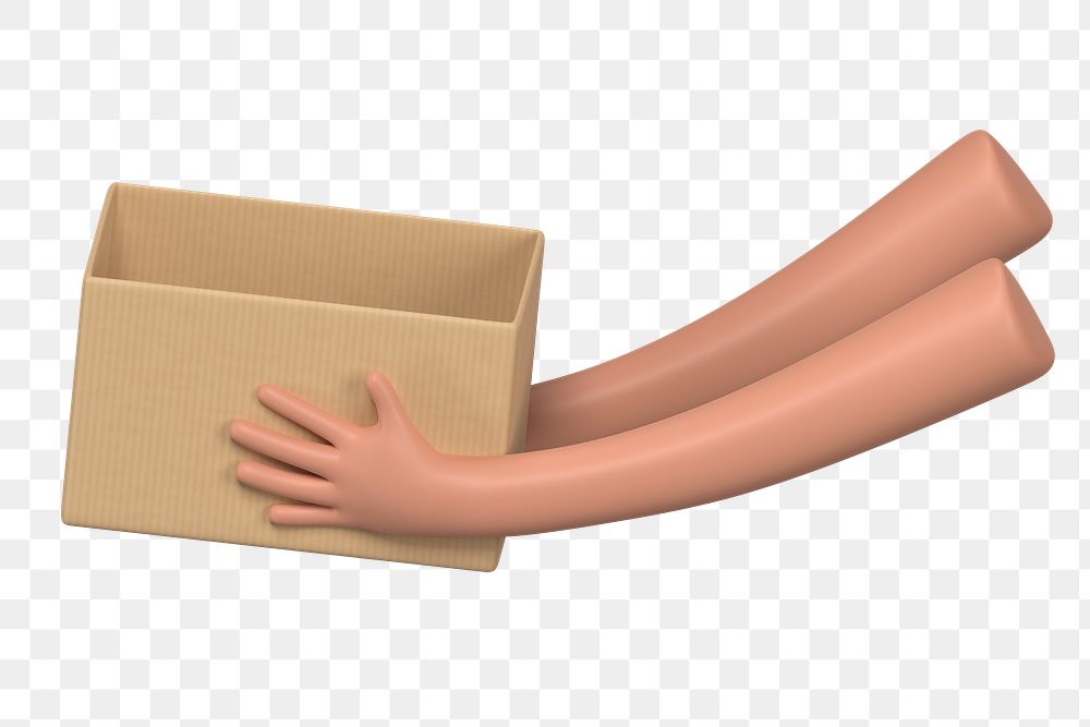 PNG 3D hands holding box, element illustration, transparent background