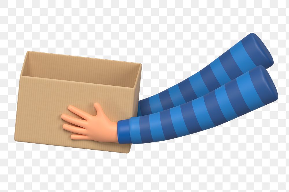 PNG 3D hands holding box, element illustration, transparent background