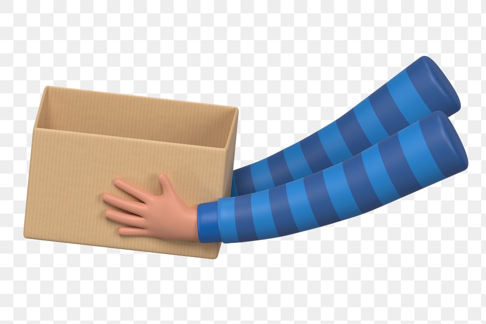 PNG 3D hands holding box, element illustration, transparent background