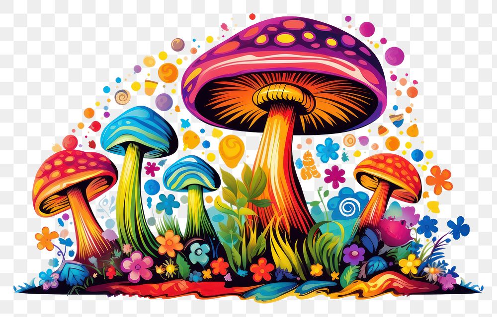 PNG Mushroom agaric fungus illustrated. AI generated Image by rawpixel.