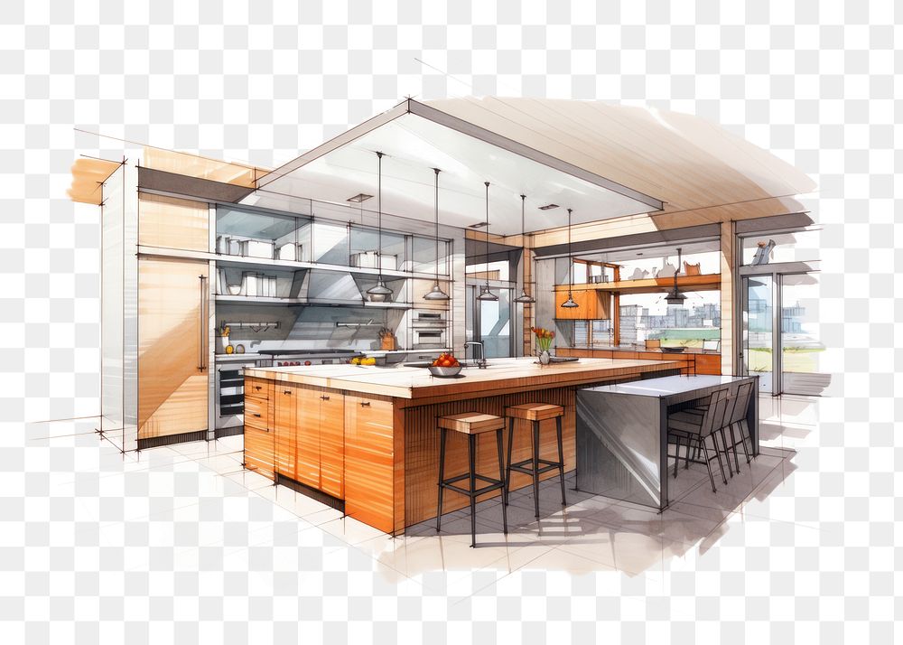 PNG Kitchen architecture building countertop. AI generated Image by rawpixel.