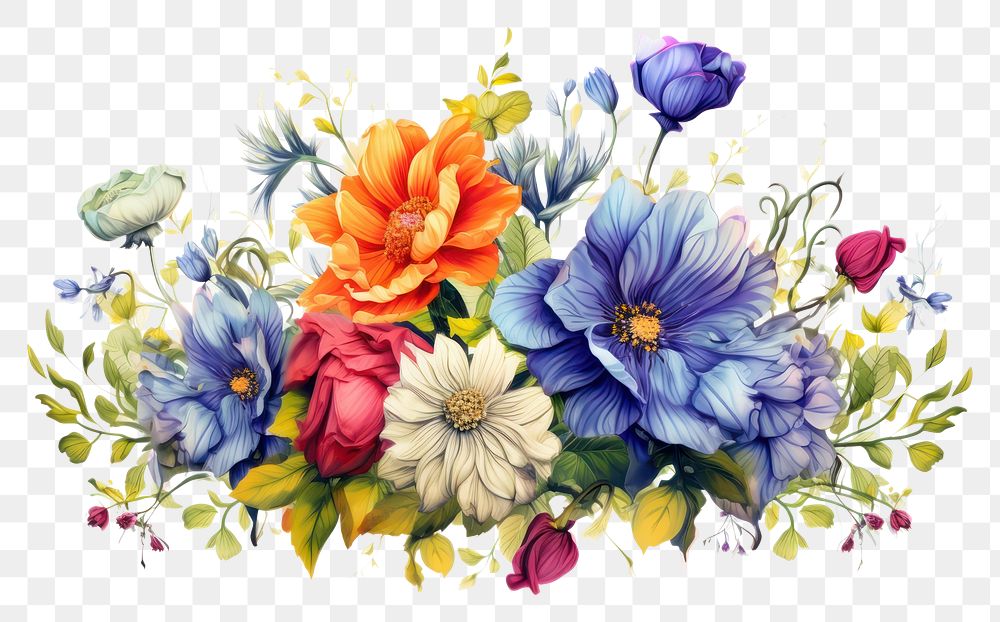 PNG Flower painting pattern drawing. AI generated Image by rawpixel.