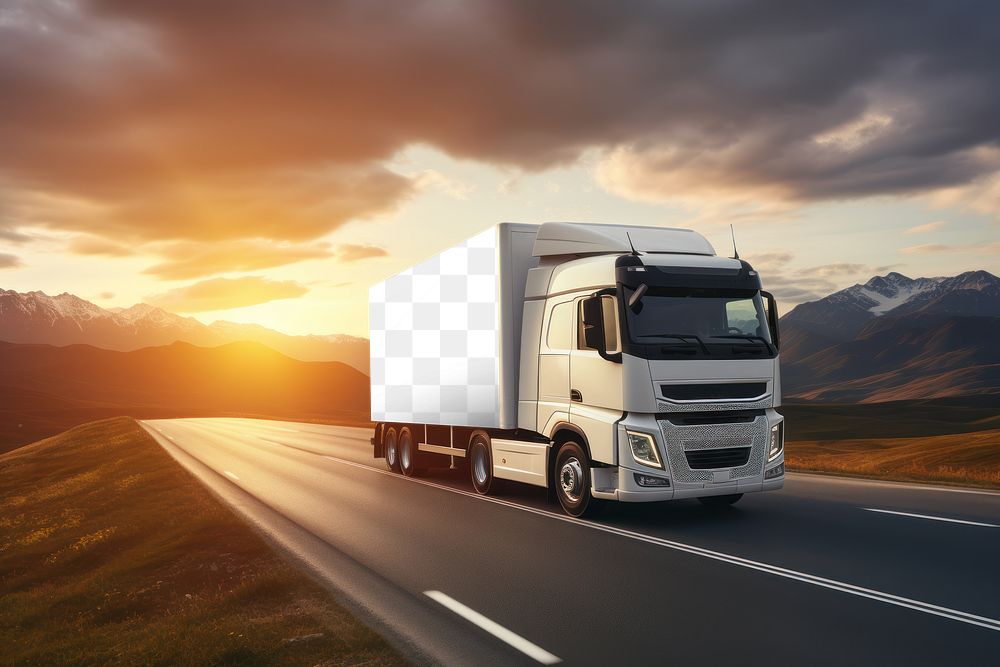 Truck billboard png transparent mockup, vehicle advertisement