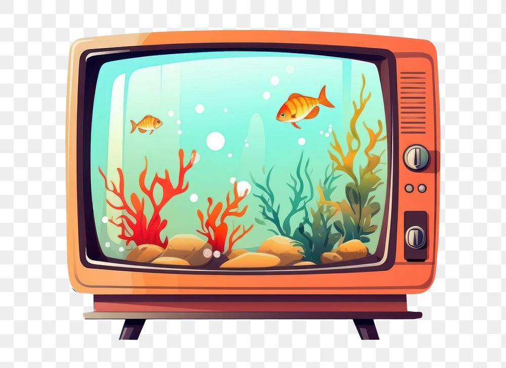 PNG Television screen fish electronics. AI generated Image by rawpixel.