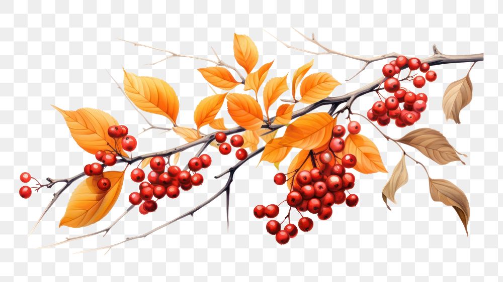 PNG Branch autumn cherry plant. 