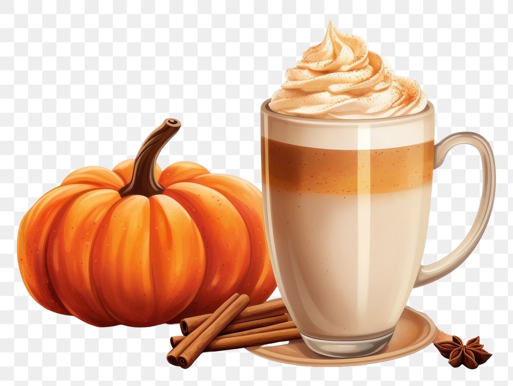 PNG Pumpkin latte dessert coffee. AI generated Image by rawpixel.