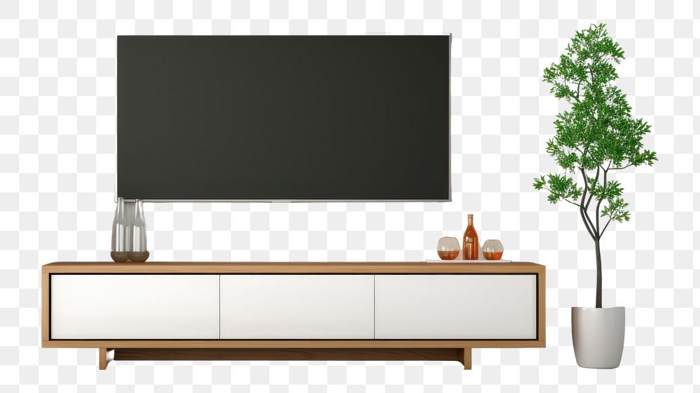 PNG Television furniture sideboard screen. AI generated Image by rawpixel.