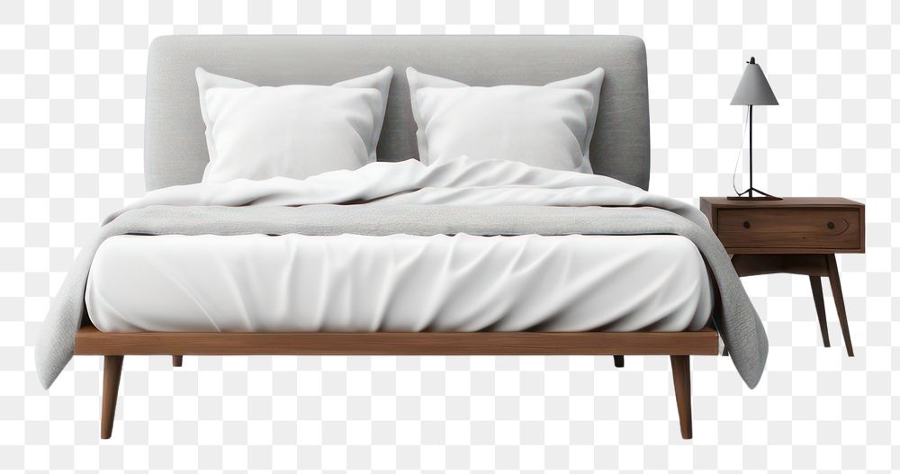 PNG Bed furniture bedroom pillow. AI generated Image by rawpixel.