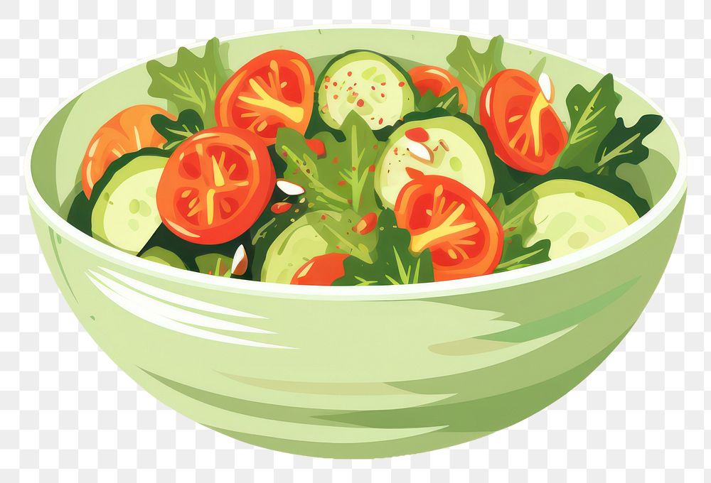 PNG Bowl vegetable cucumber salad. AI generated Image by rawpixel.