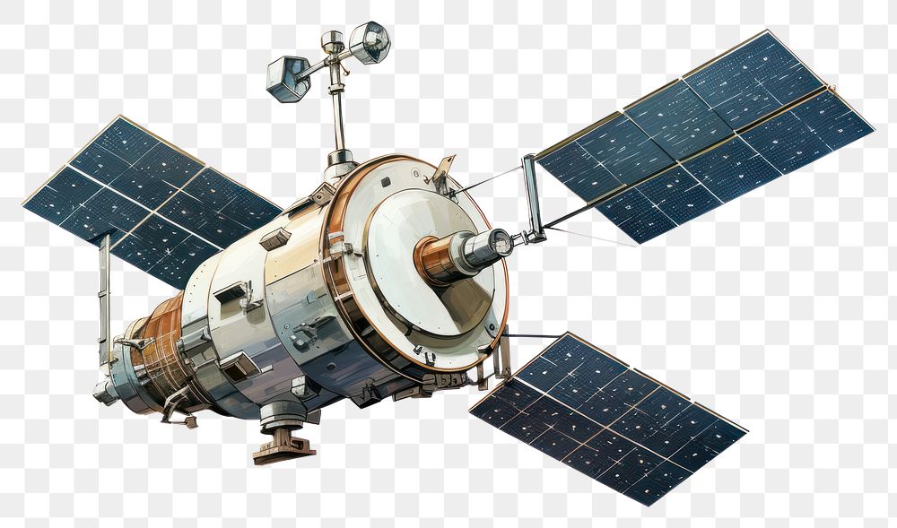 PNG Satellite space white background spacecraft. AI generated Image by rawpixel.