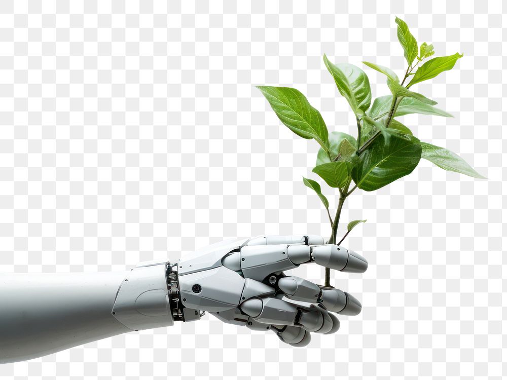 PNG Plant gardening robot leaf. AI generated Image by rawpixel.