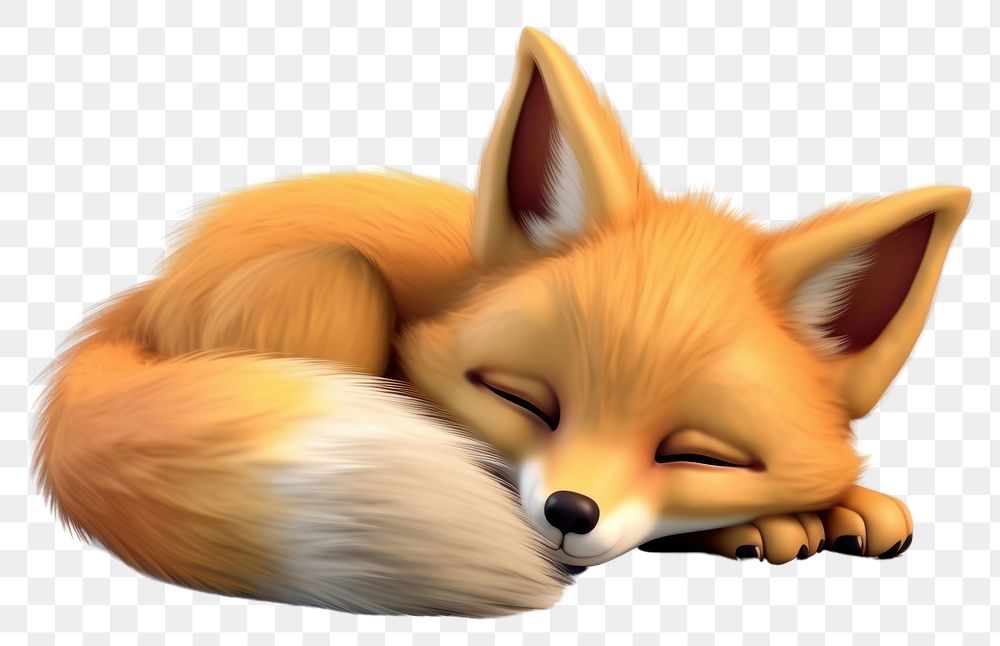PNG Fox sleeping cartoon mammal. AI generated Image by rawpixel.