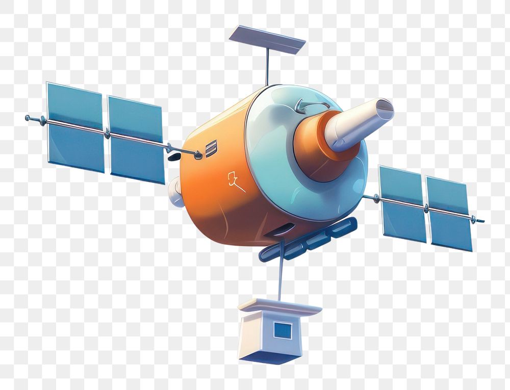 PNG Satellite aircraft vehicle cartoon. AI generated Image by rawpixel.