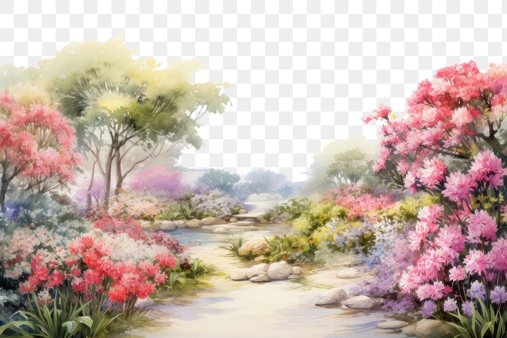 PNG Landscape flower outdoors painting. 