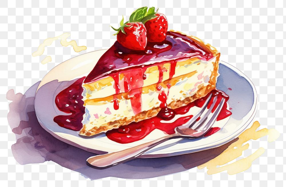 PNG Cake strawberry cheesecake dessert. AI generated Image by rawpixel.