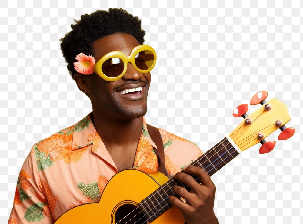 PNG Musician sunglasses guitar performance. AI generated Image by rawpixel.