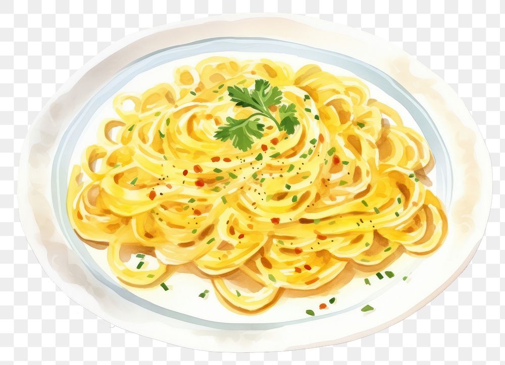 PNG Spaghetti carbonara pasta plate. AI generated Image by rawpixel.