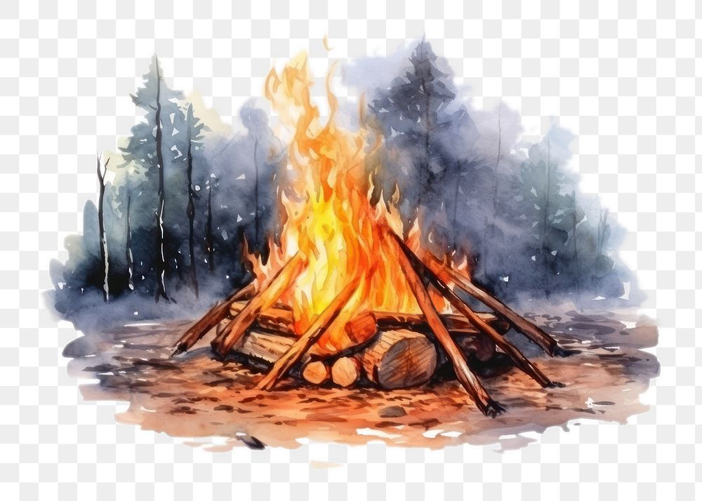 PNG Bonfire deforestation tranquility fireplace. AI generated Image by rawpixel.
