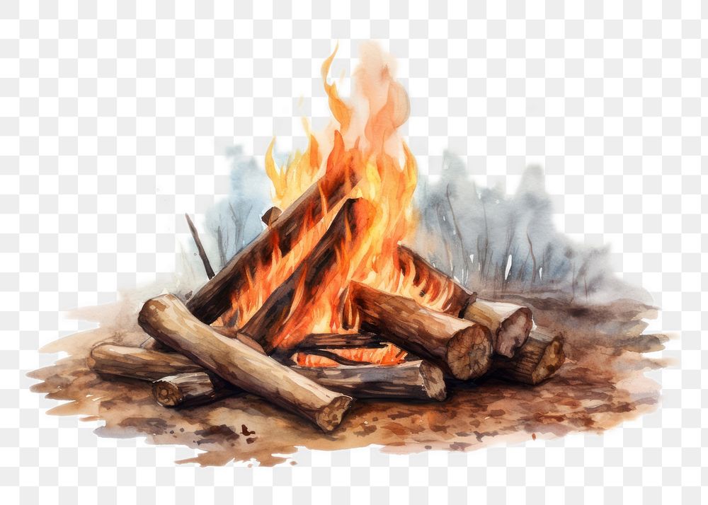 PNG Bonfire wood fireplace firewood. AI generated Image by rawpixel.