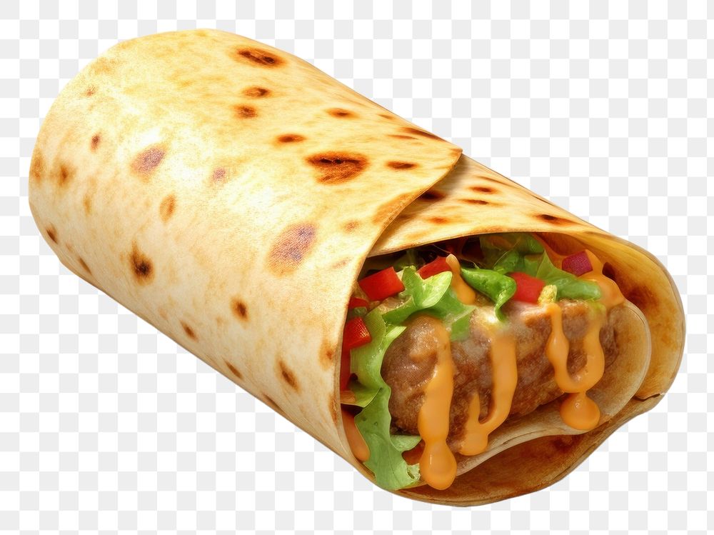 PNG Burrito bread food transparent background. AI generated Image by rawpixel.