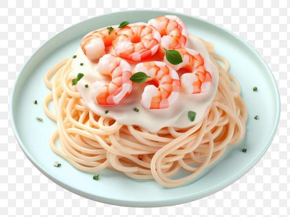 PNG Spaghetti shrimp pasta plate. 