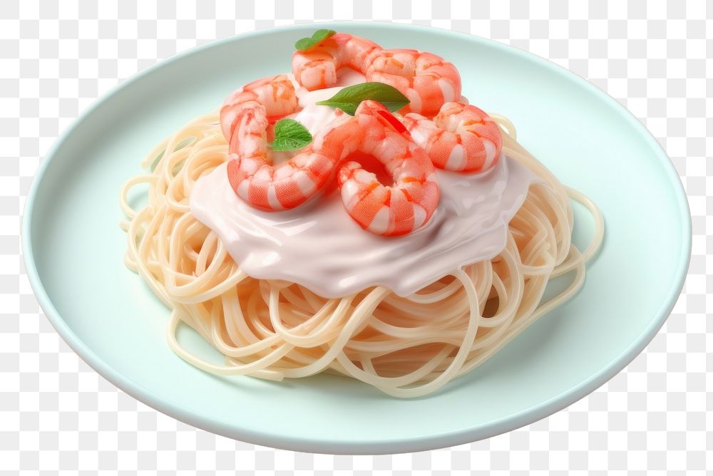 PNG Spaghetti shrimp pasta cream. AI generated Image by rawpixel.